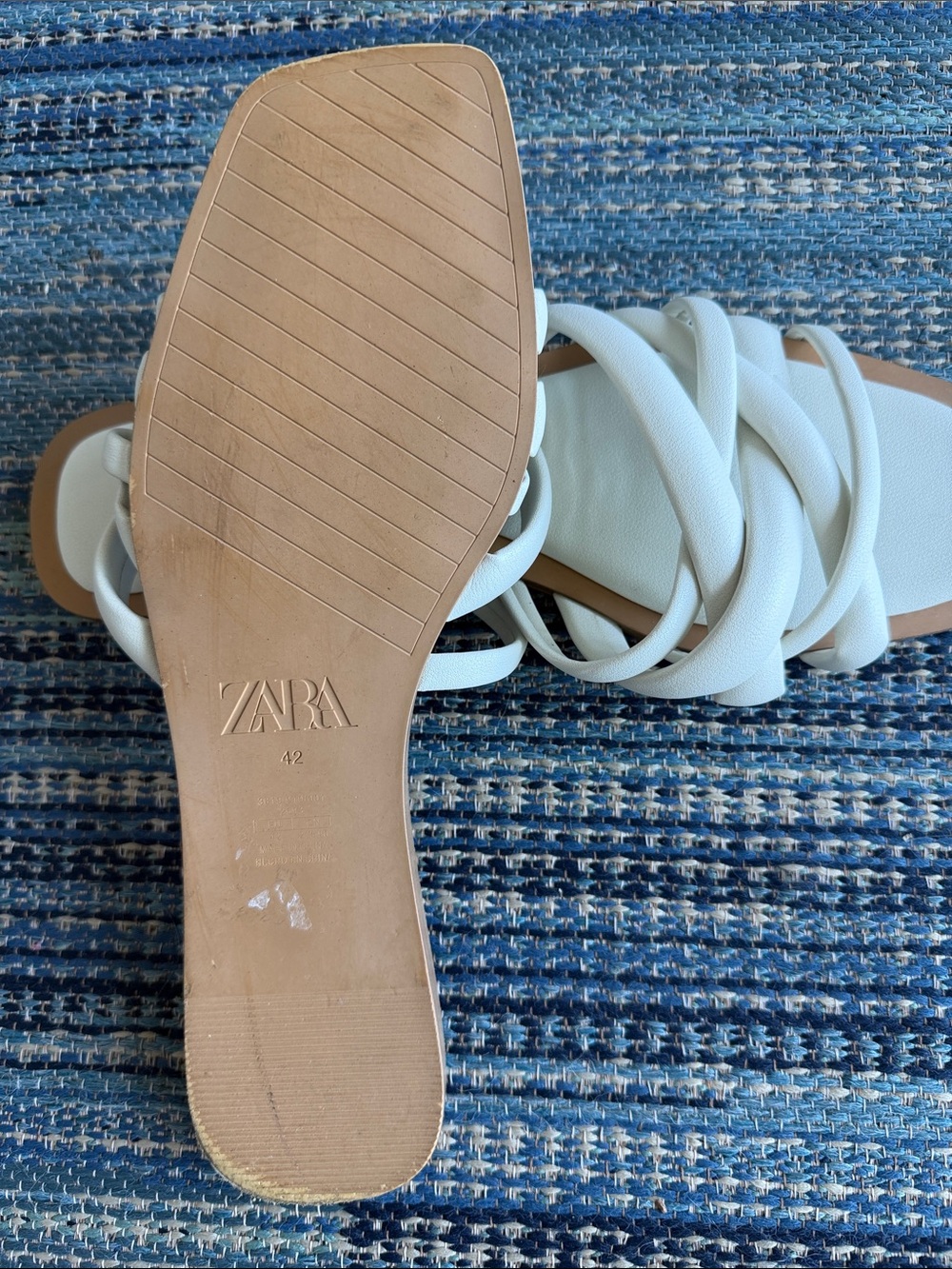 Zara Flat Strappy White Slide Sandals 3619/910 Size EUR 42 US 11 - Picture 6 of 8